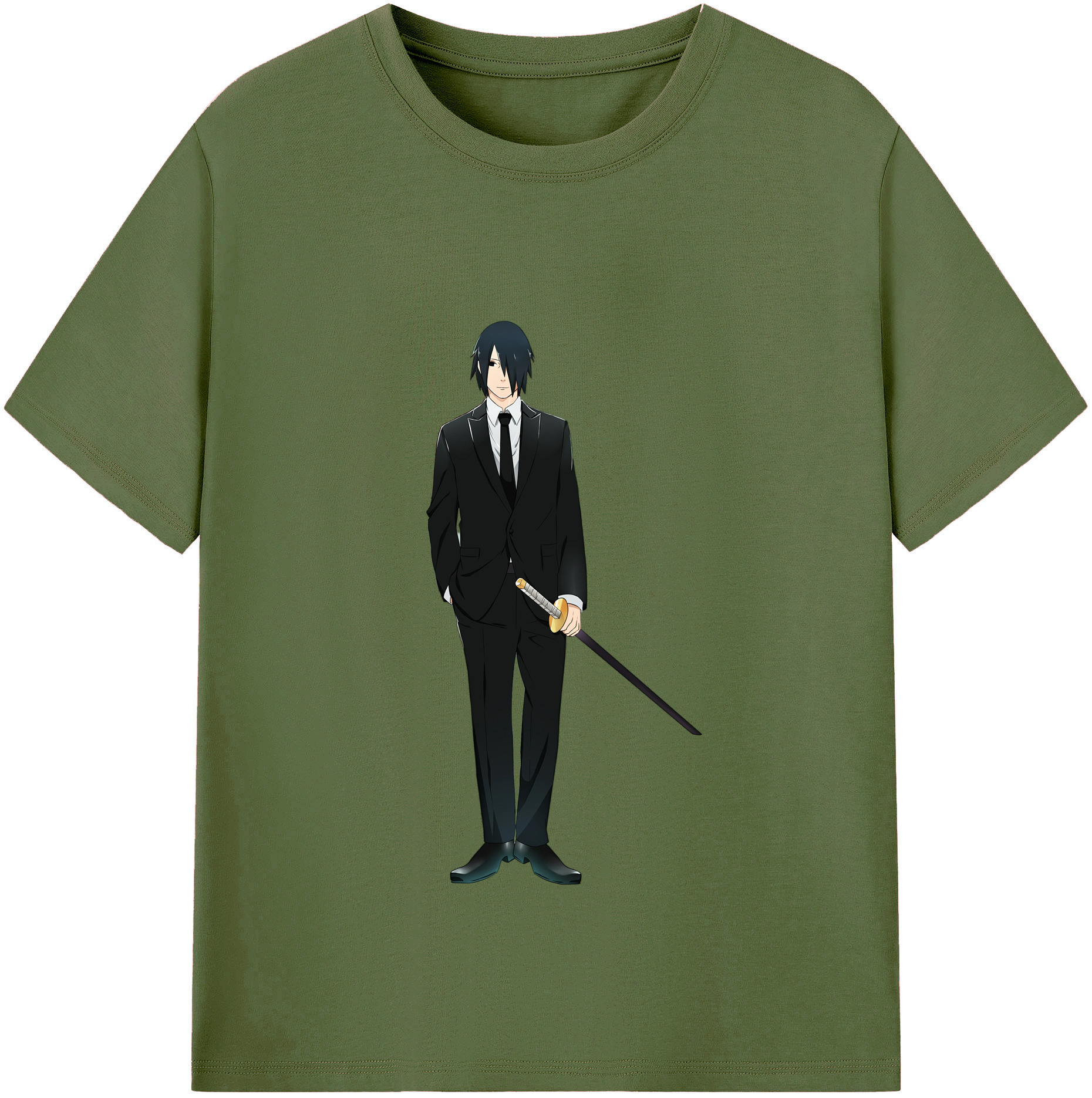 （画像用） NARUTO -ナルト- うちは サスケ Uchiha Sasuke 綿100％半袖Tシャツ（フロントプリント）